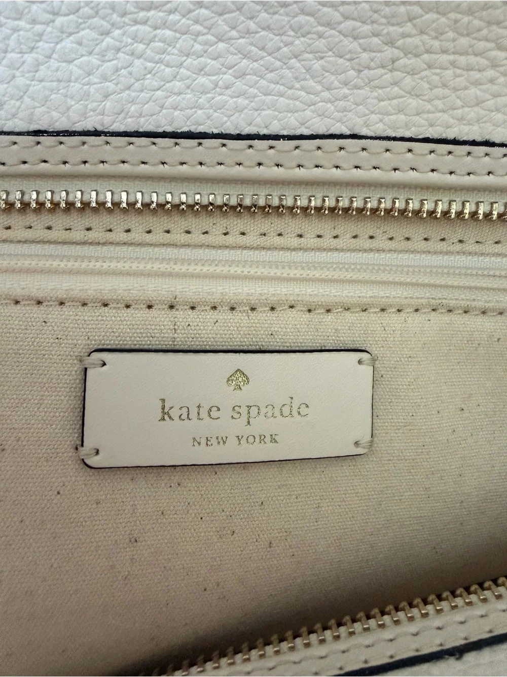 kate spade White Pebble Leather Logo Tote